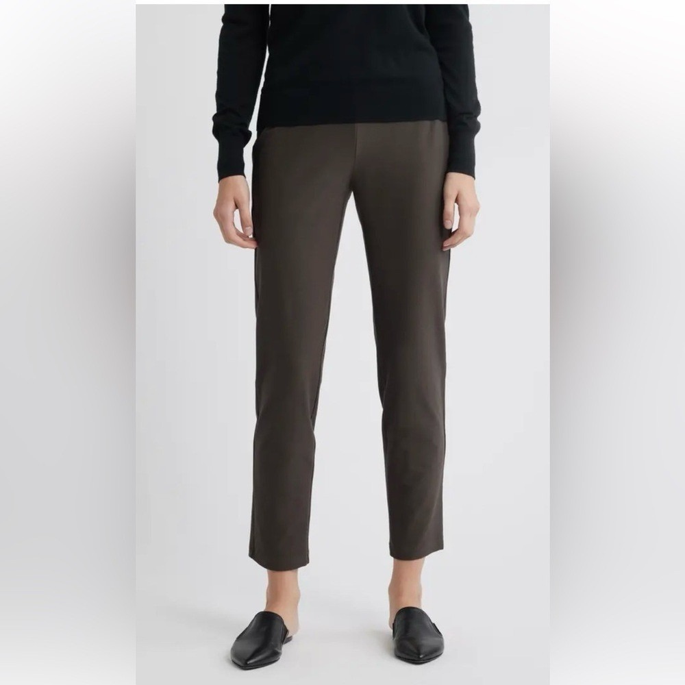 Eileen Fisher Ponte Slim Ankle Pull On Pant Comfy High Rise Women's M‎ Classic